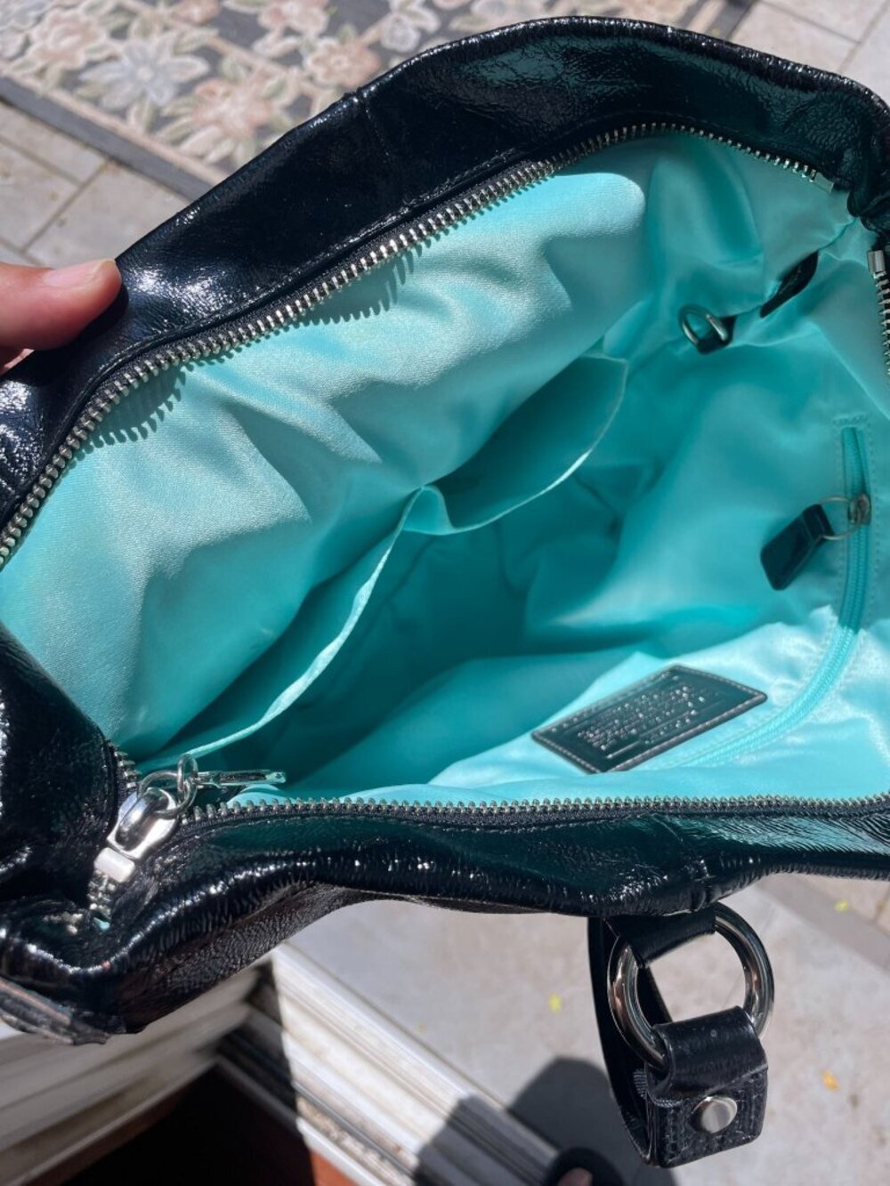 Coach Poppy Liquid Gloss Tote Black Patent Leather Shoulder Bag 13835 Y2K - Picture 14 of 14